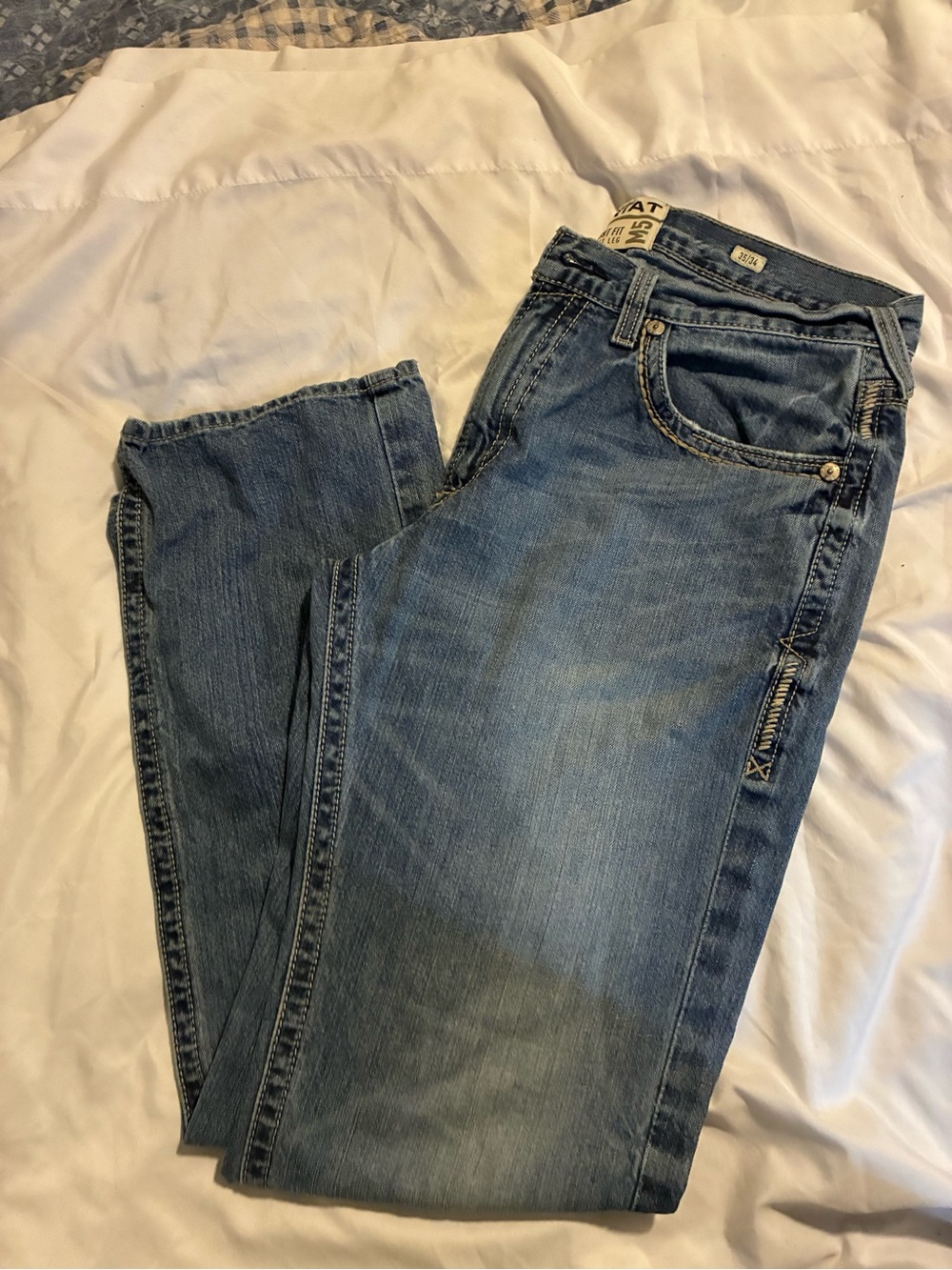 Ariat Men's Light Blue Straight-Leg Denim Jeans